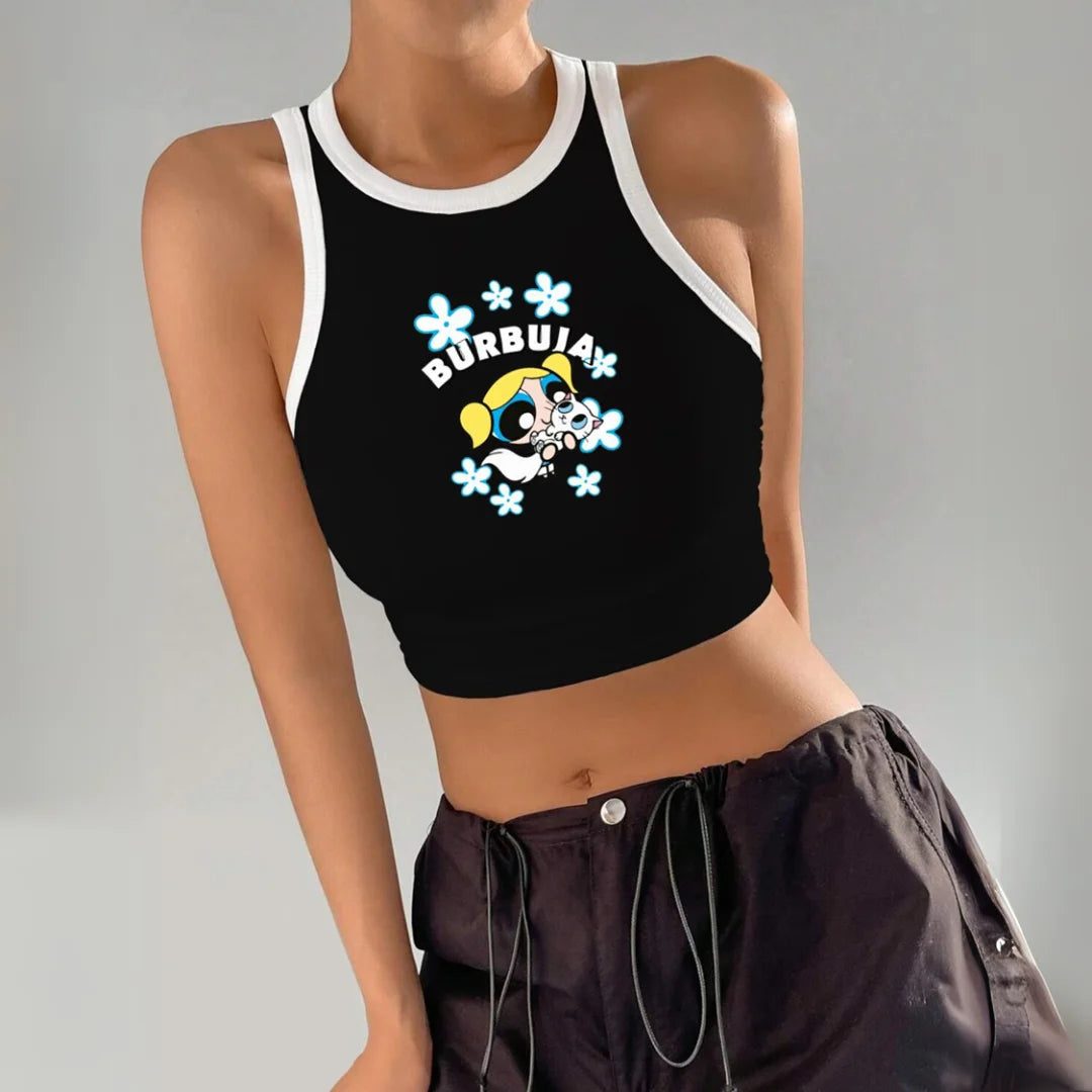 CROPTOP RACER NEGRO BURBUJA