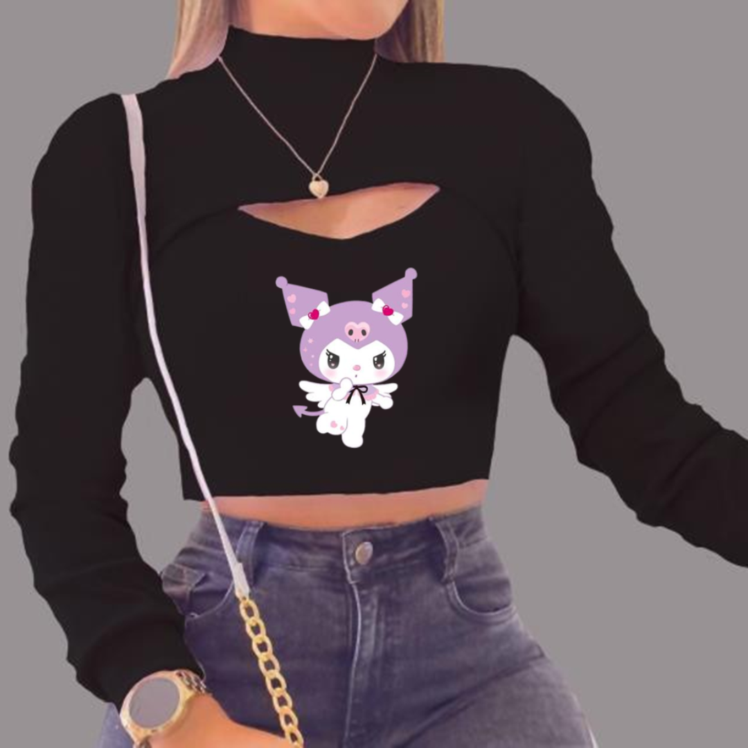 CROPTOP PLUM NEGRO