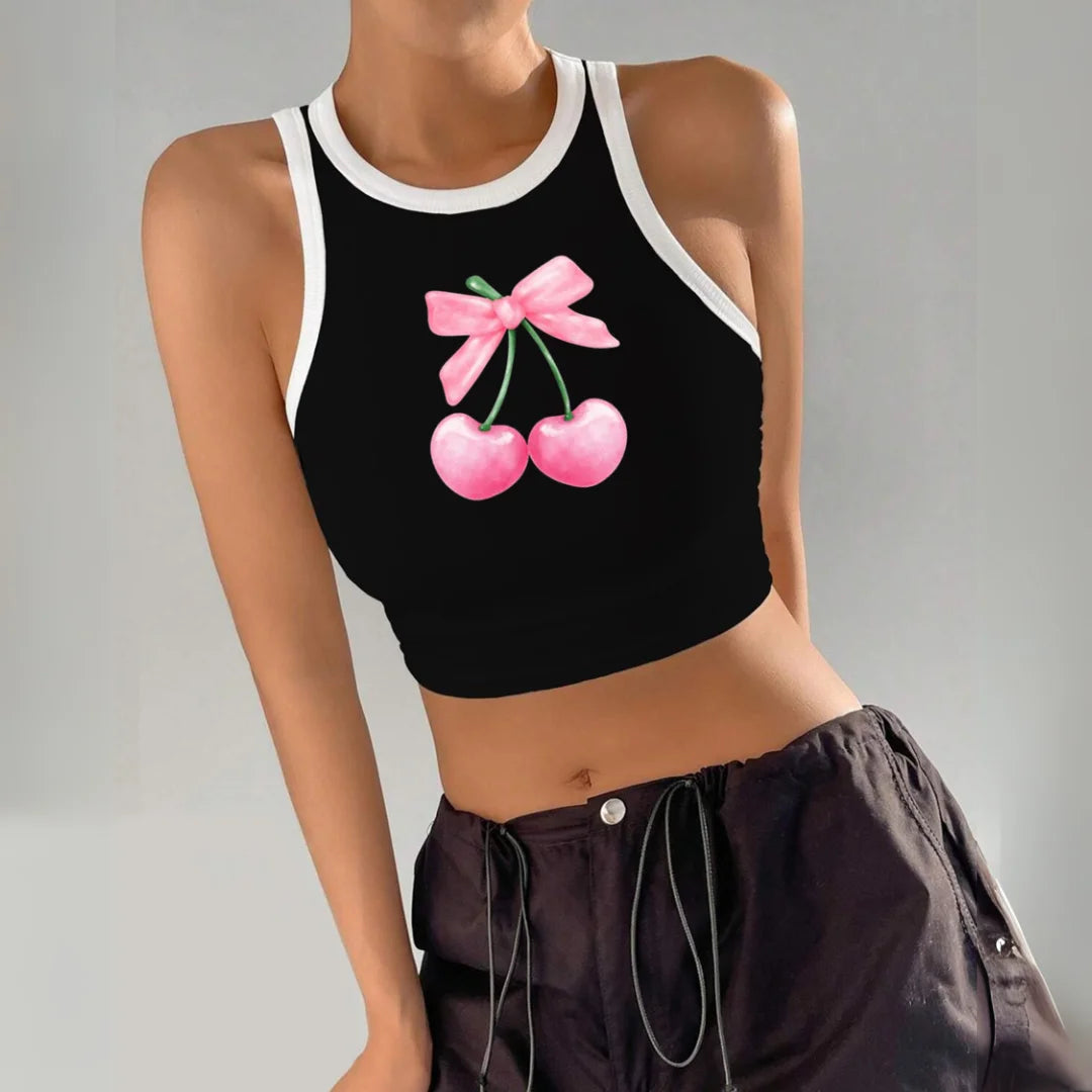 CROPTOP RACER NEGRO CHERRY